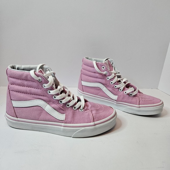 Vans Shoes - Vans Off The Wall Skate Board Shoes High Top Pink White Womens Sz 7.5 mens Sz 6